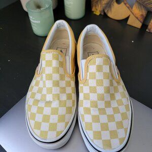 Mustard yellow checkered vans